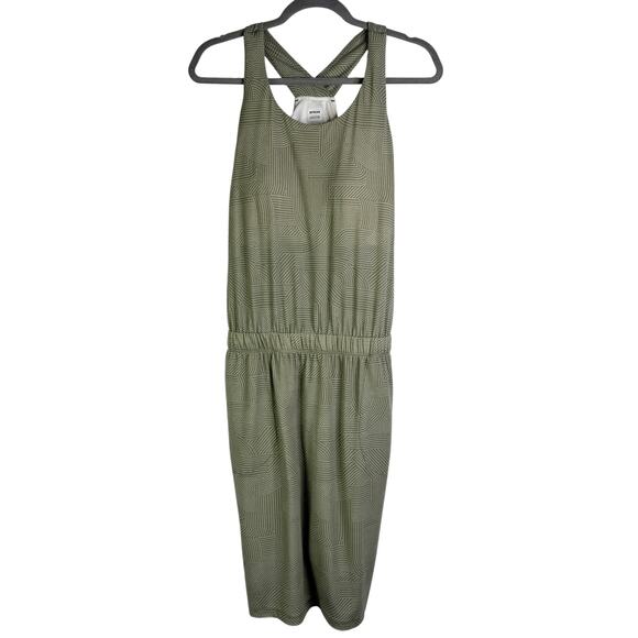 Prana Kamen Dress Green Striped Sleeveless Tank Racerback Stretchy Dress Large L - Picture 2 of 15